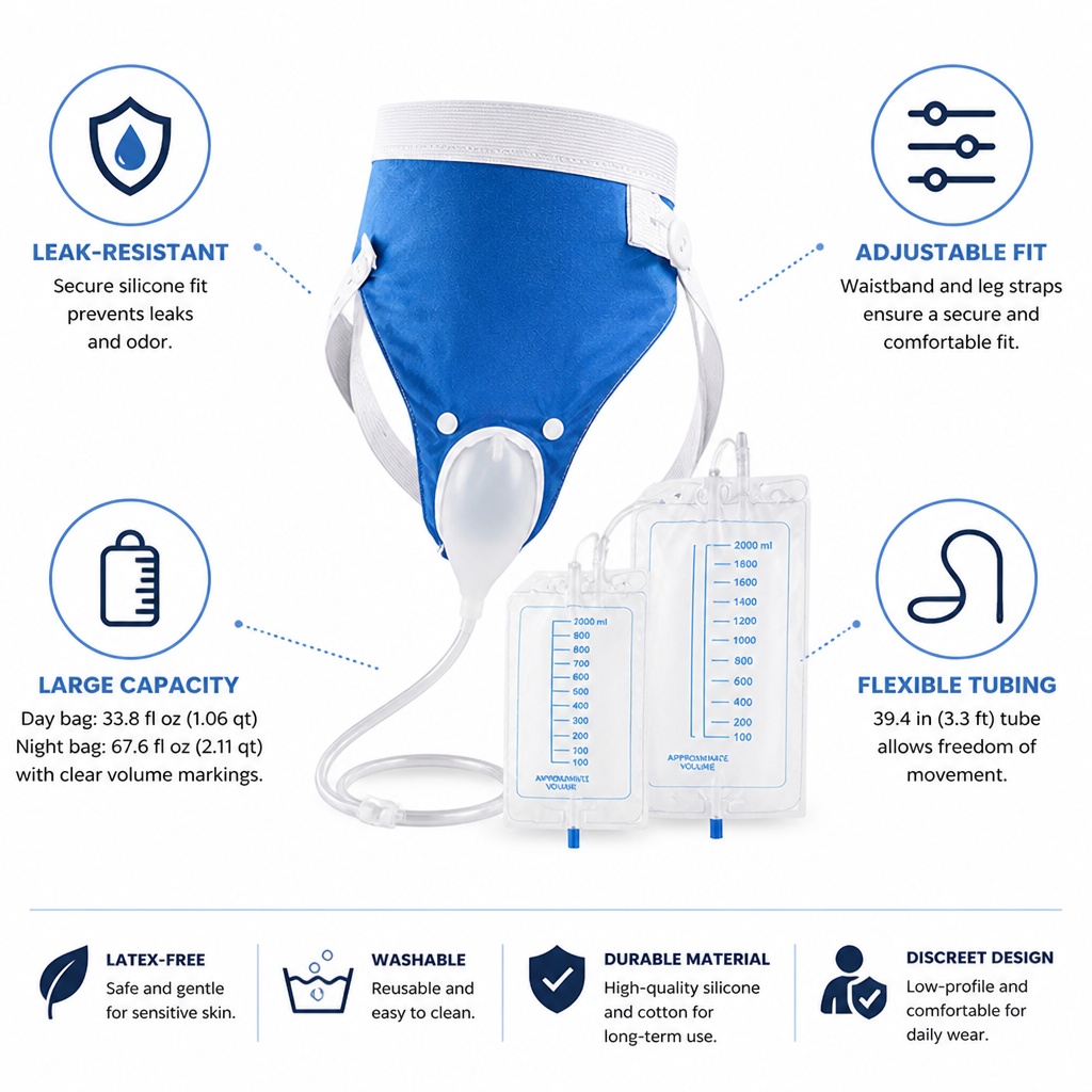 Adjustable Urine Collection System - Comfortable Hands-Free Use With a Secure Fit