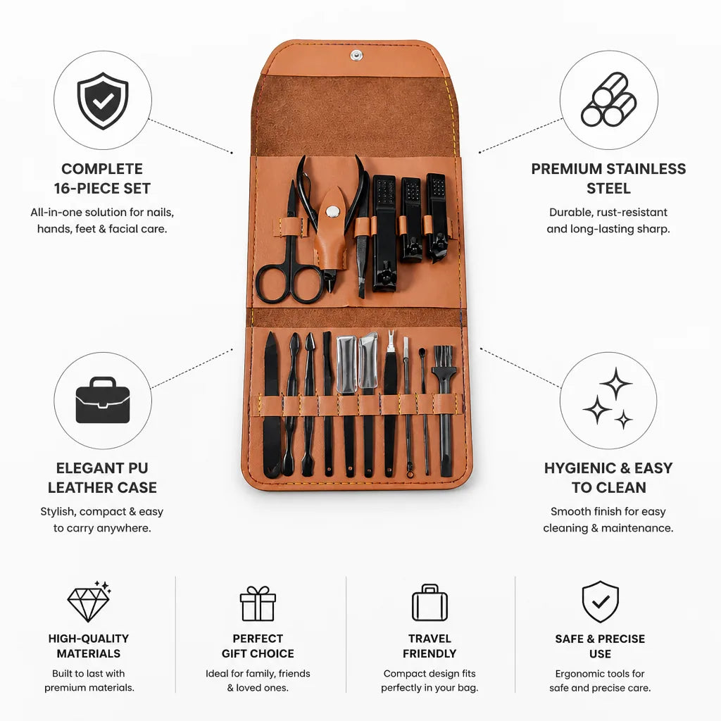 Nailora™ — Keep Nails, Hands & Feet Neat With One Complete 16-Piece Grooming Kit