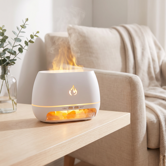 Himalayan Salt Flame Diffuser - Relaxing Light, Mist & Fragrance in One