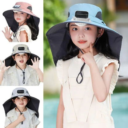 Kids' Adjustable Solar-Powered Cooling Fan Hat
