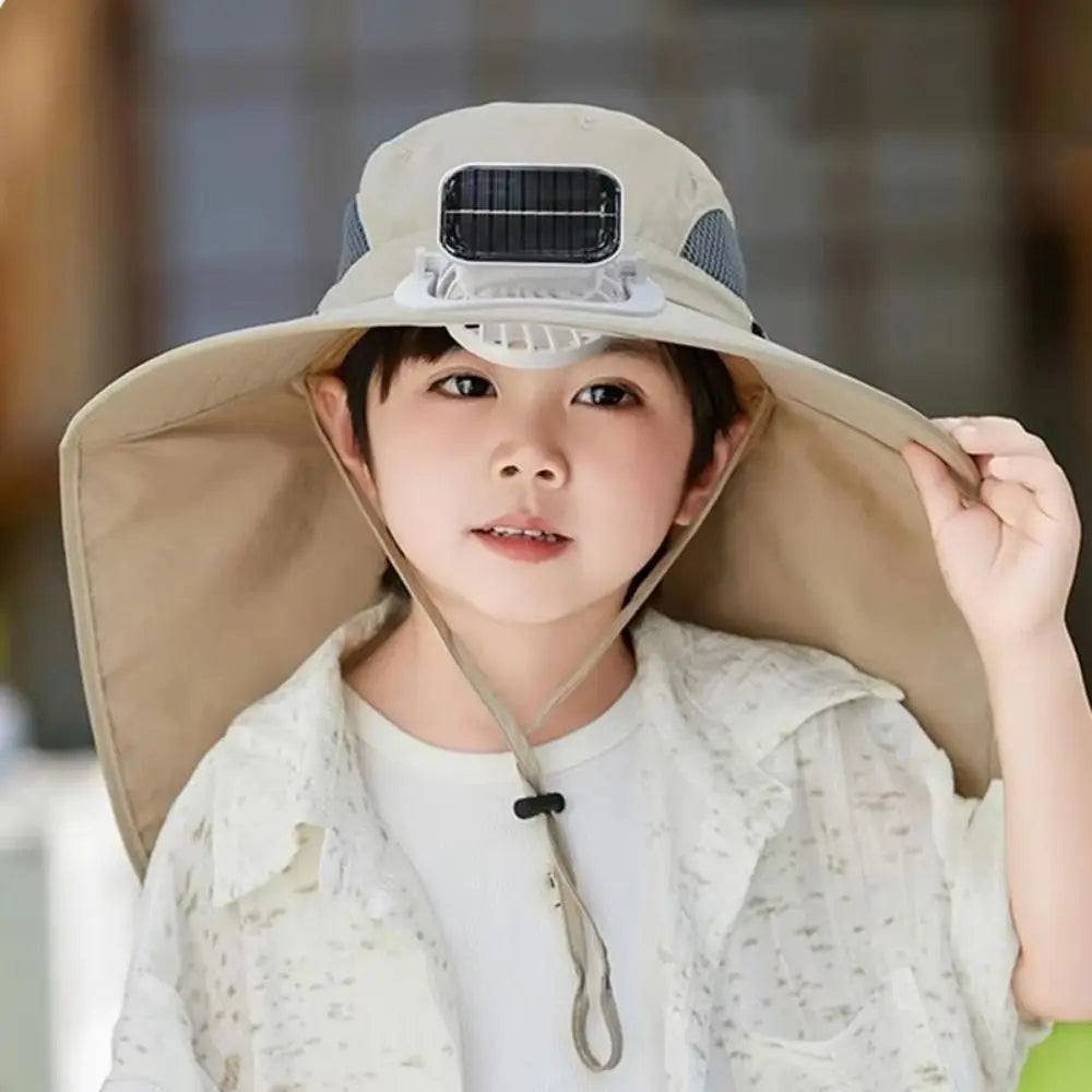 Kids' Adjustable Solar-Powered Cooling Fan Hat