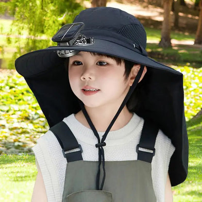 Kids' Adjustable Solar-Powered Cooling Fan Hat