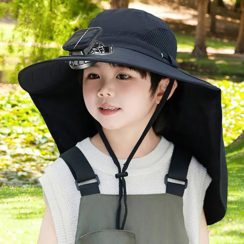 Kids' Adjustable Solar-Powered Cooling Fan Hat