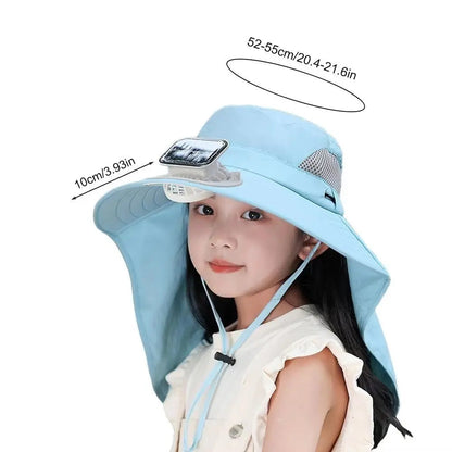 Kids' Adjustable Solar-Powered Cooling Fan Hat
