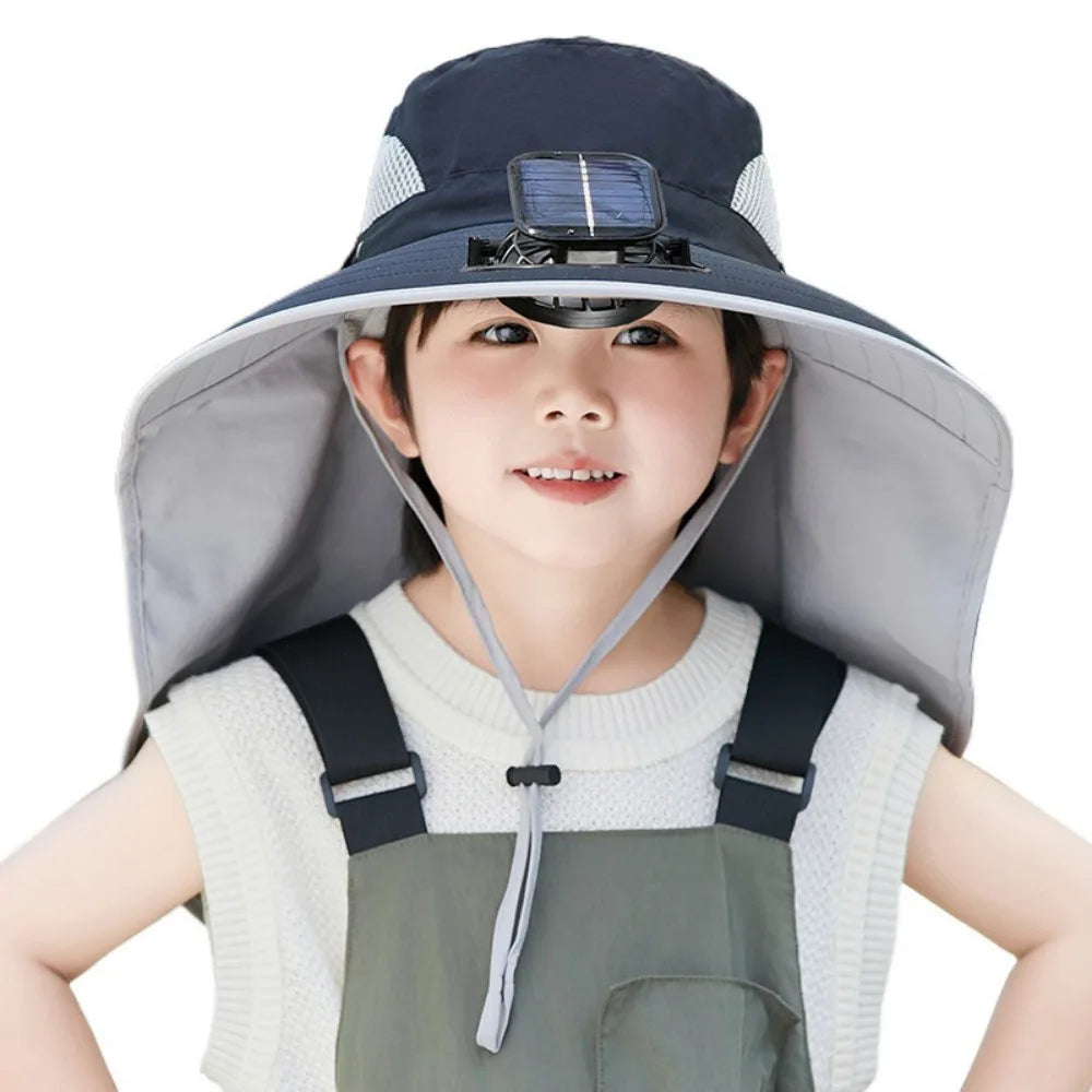 Kids' Adjustable Solar-Powered Cooling Fan Hat