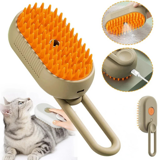 3-in-1 Pet Steam Grooming Brush – Deep Clean, Detangle & Massage