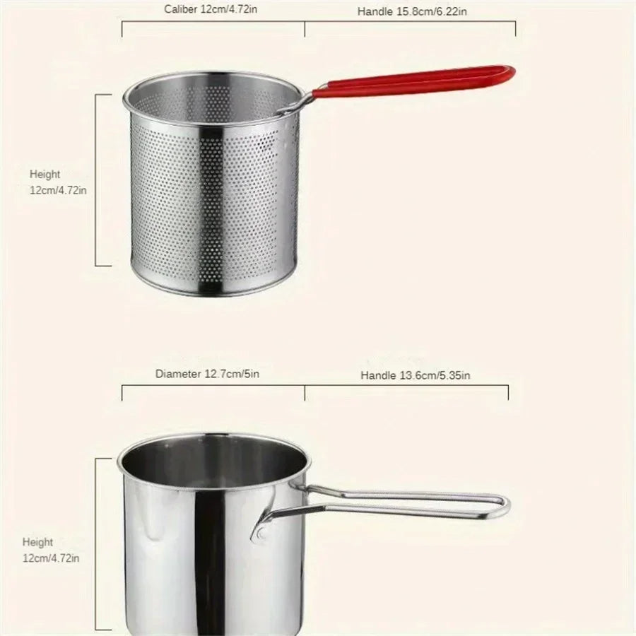 Premium 1200ml Deep Fryer Pot with Built-In Strainer for Effortless Frying