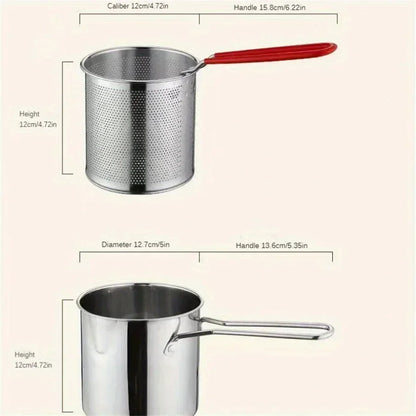 Premium 1200ml Deep Fryer Pot with Built-In Strainer for Effortless Frying