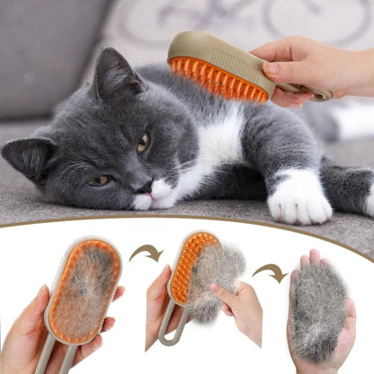 3-in-1 Pet Steam Grooming Brush – Deep Clean, Detangle & Massage