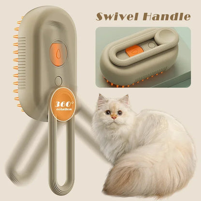 3-in-1 Pet Steam Grooming Brush – Deep Clean, Detangle & Massage