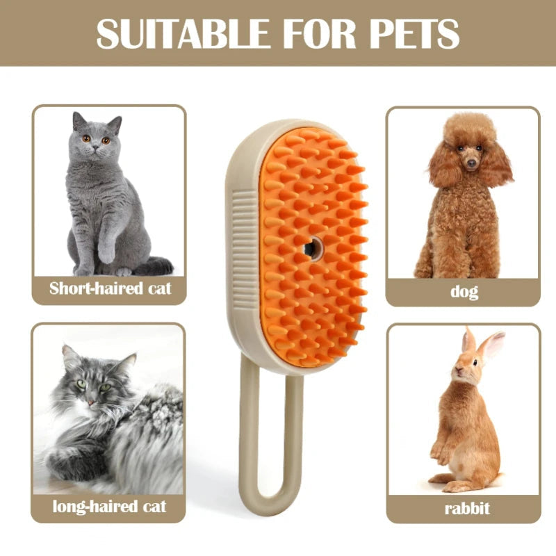 3-in-1 Pet Steam Grooming Brush – Deep Clean, Detangle & Massage