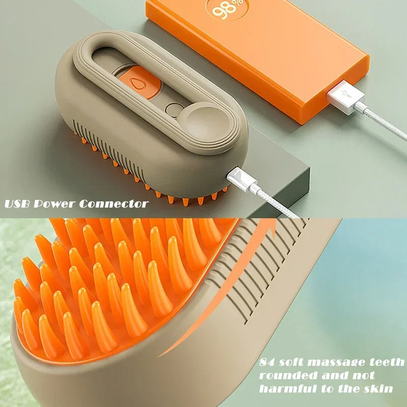 3-in-1 Pet Steam Grooming Brush – Deep Clean, Detangle & Massage