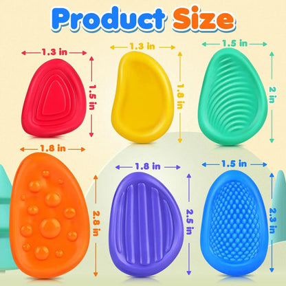 Set of 6 Silicone Sensory Stone Fidget Toys for Calm, Focus, and Stress Relief