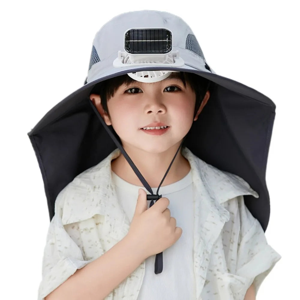 Kids' Adjustable Solar-Powered Cooling Fan Hat