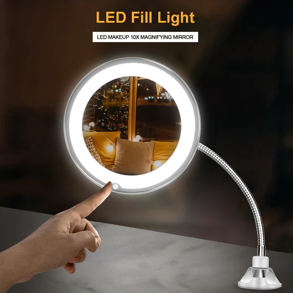 LED Lighted 10x Magnifying Flexible Mirror