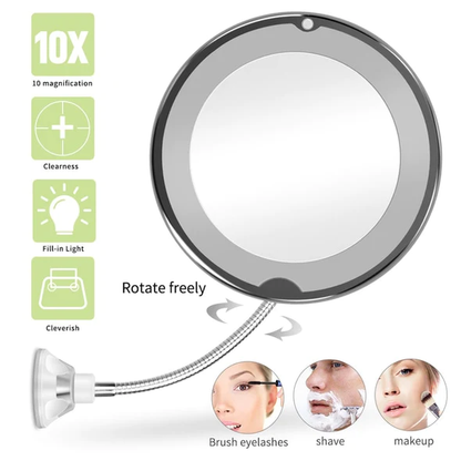 LED Lighted 10x Magnifying Flexible Mirror
