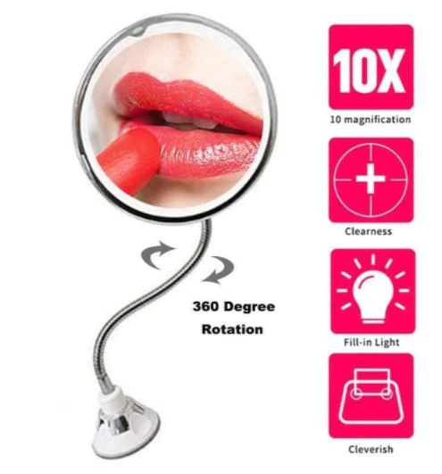 LED Lighted 10x Magnifying Flexible Mirror