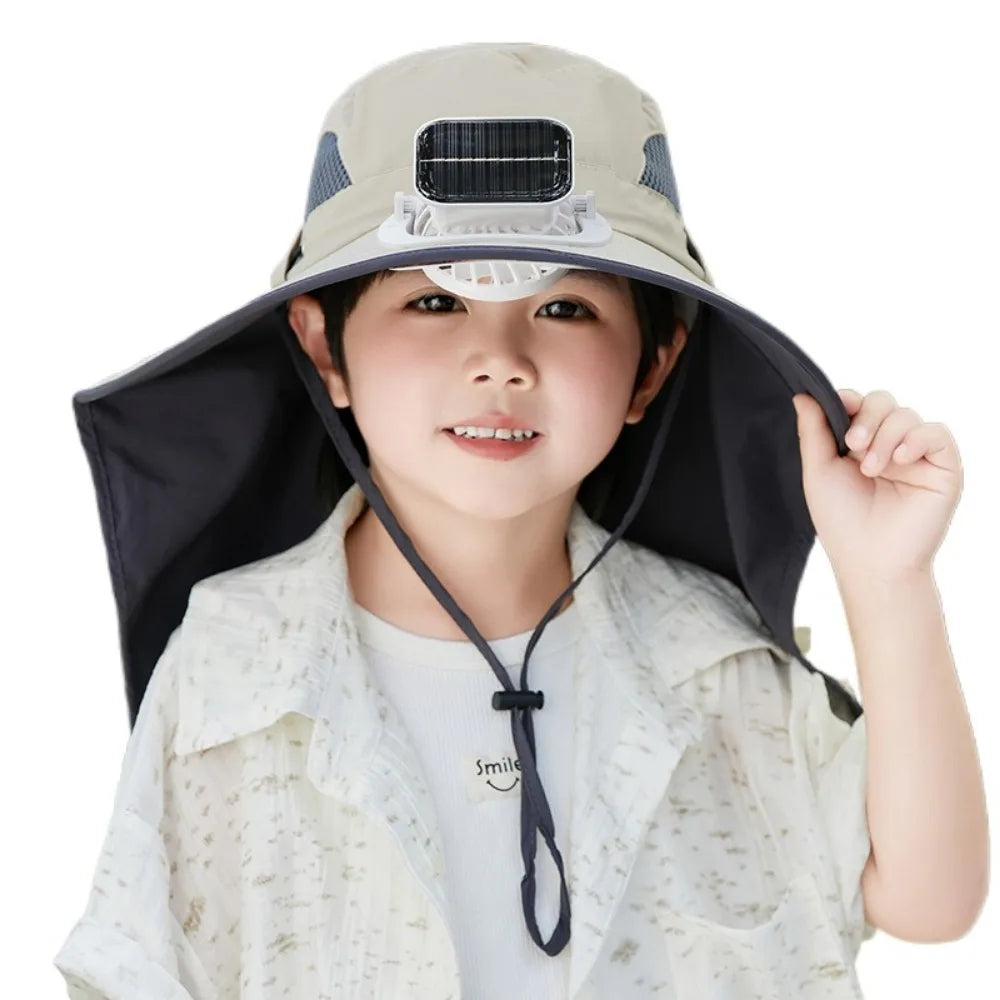 Kids' Adjustable Solar-Powered Cooling Fan Hat